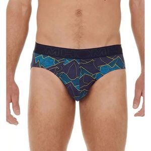 HOM Lino 402634 Underwear Men's Small Navy Leaf Print Stretch Mini Brief JDM345